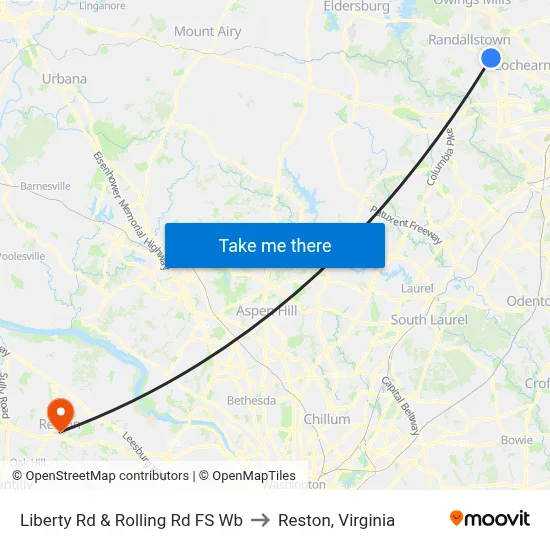 Liberty Rd & Rolling Rd FS Wb to Reston, Virginia map