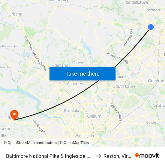 Baltimore National Pike & Ingleside Ave FS Wb to Reston, Virginia map