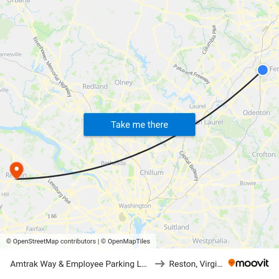 Amtrak Way & Employee Parking Lot Nb to Reston, Virginia map