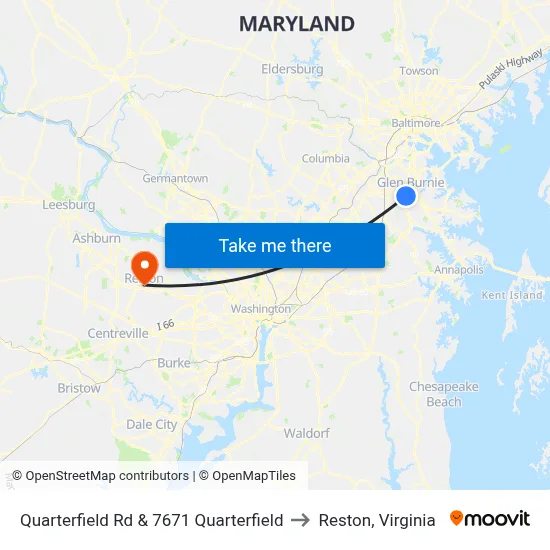 Quarterfield Rd & 7671 Quarterfield to Reston, Virginia map