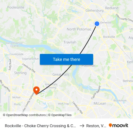Rockville - Choke Cherry Crossing & Choke Cherry Road to Reston, Virginia map