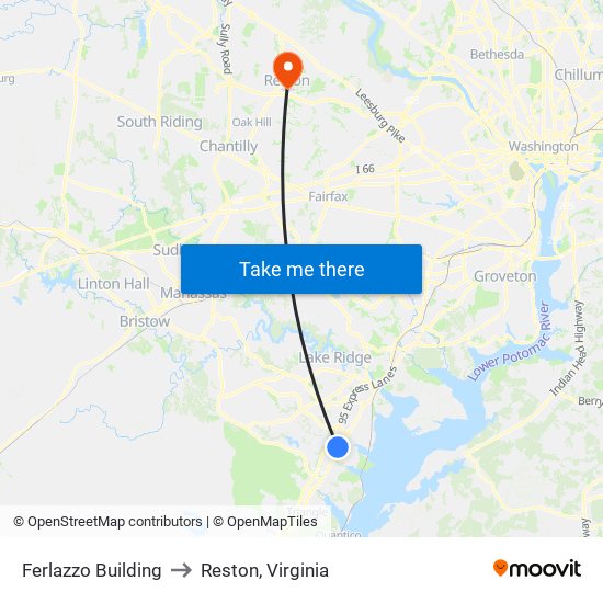 Ferlazzo Building to Reston, Virginia map