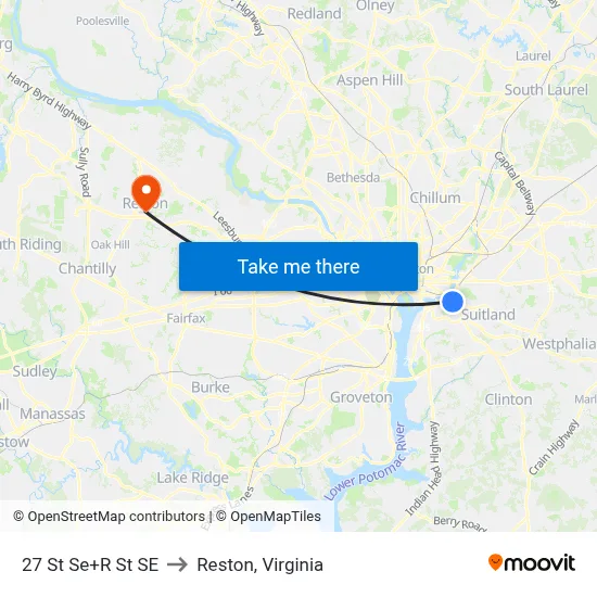 27 St Se+R St SE to Reston, Virginia map