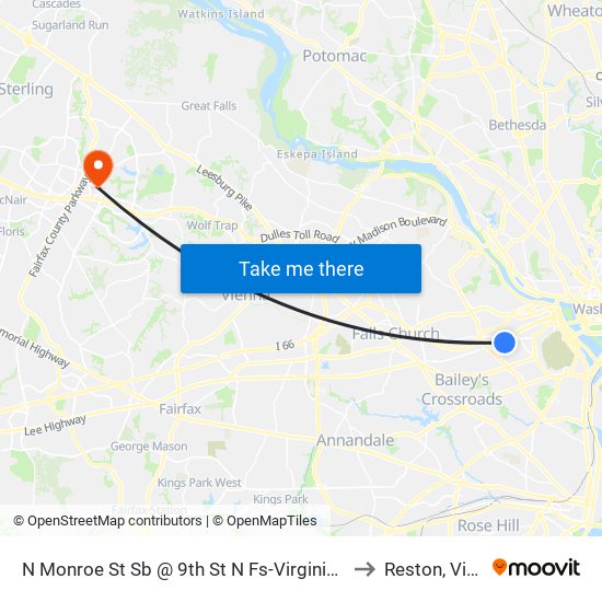 N Monroe St Sb @ 9th St N Fs-Virginia Square Stati to Reston, Virginia map