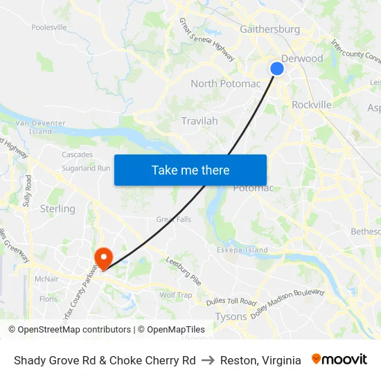 Rockville - Choke Cherry Crossing & Choke Cherry Rd to Reston, Virginia map