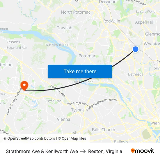Strathmore Ave & Kenilworth Ave to Reston, Virginia map