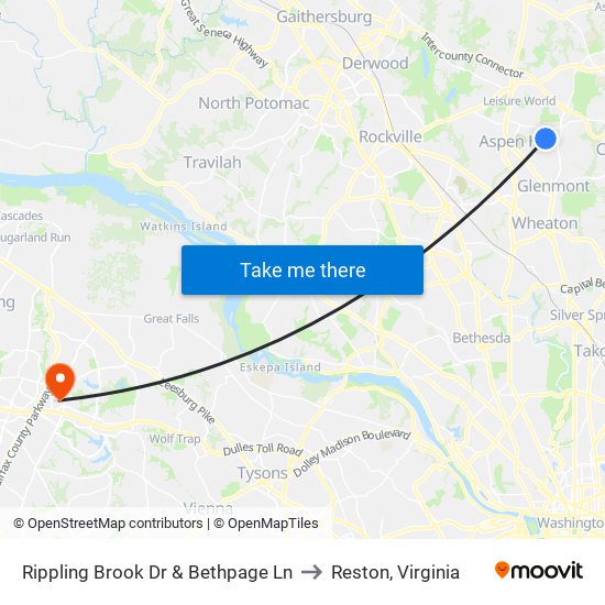 Rippling Brook Dr & Bethpage Ln to Reston, Virginia map