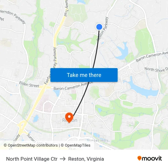 North Point Village Ctr to Reston, Virginia map