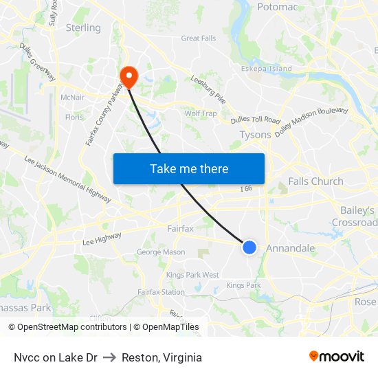 Nvcc on Lake Dr to Reston, Virginia map