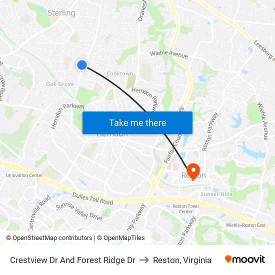 Crestview Dr And Forest Ridge Dr to Reston, Virginia map