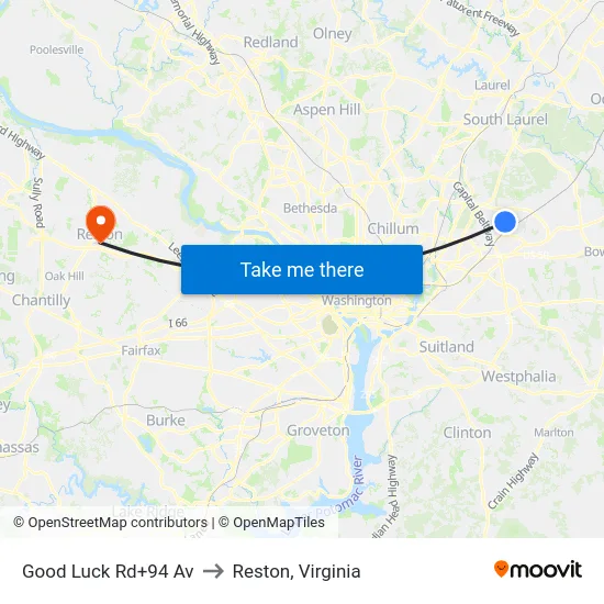Good Luck Rd+94 Av to Reston, Virginia map