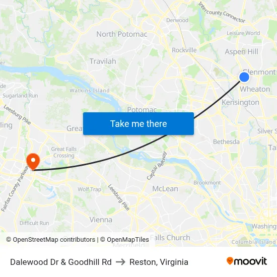 Dalewood Dr & Goodhill Rd to Reston, Virginia map