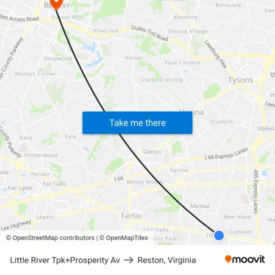 Little River Tpk+Prosperity Av to Reston, Virginia map