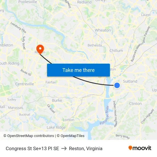Congress St Se+13 Pl SE to Reston, Virginia map