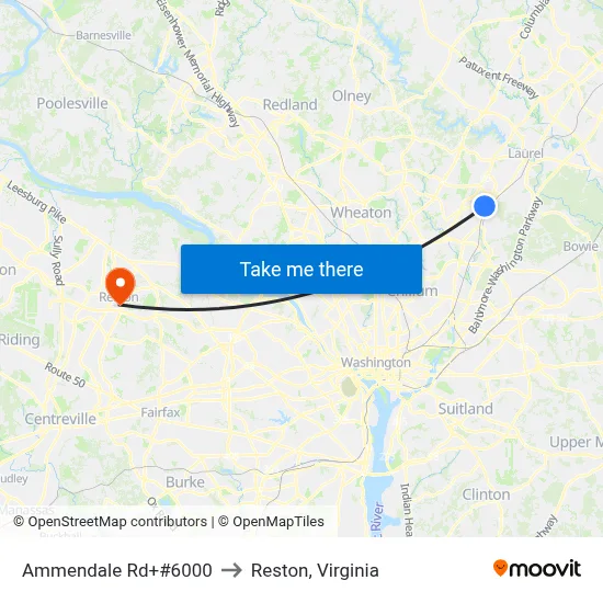 Ammendale Rd+#6000 to Reston, Virginia map