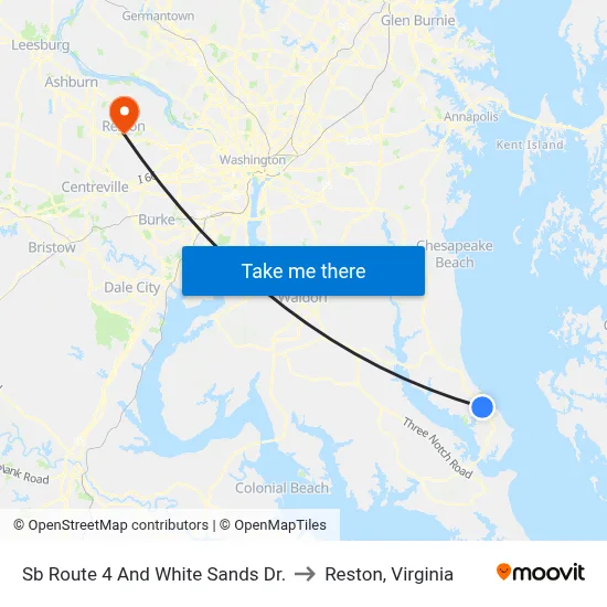 Sb Route 4 And White Sands Dr. to Reston, Virginia map