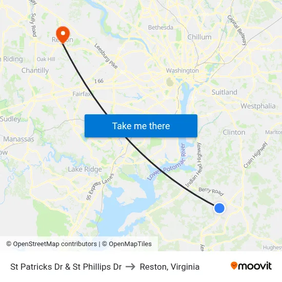 St Patricks Dr & St Phillips Dr to Reston, Virginia map