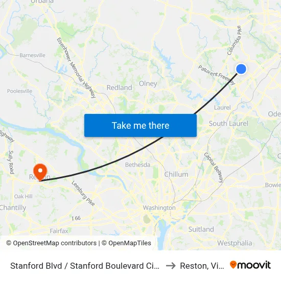 Stanford Blvd / Stanford Boulevard Cir (Westbound) to Reston, Virginia map