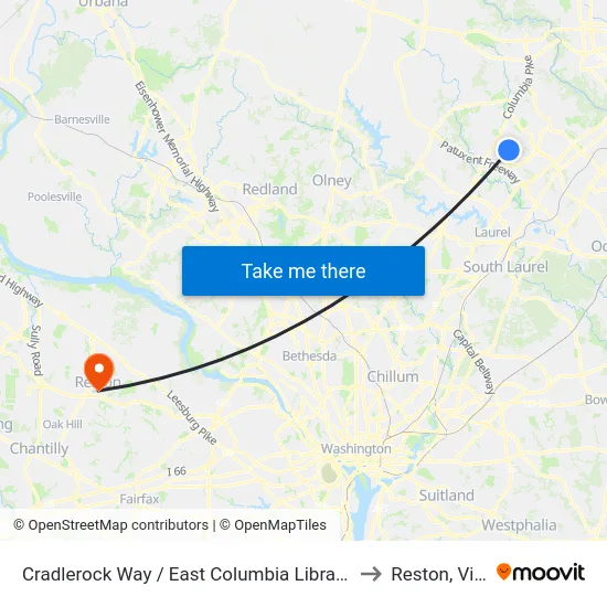 Cradlerock Way / East Columbia Library (Westbound) to Reston, Virginia map