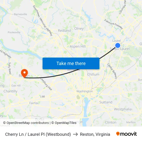 Cherry Ln / Laurel Pl (Westbound) to Reston, Virginia map