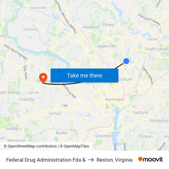 Federal Drug Administration Fda & to Reston, Virginia map