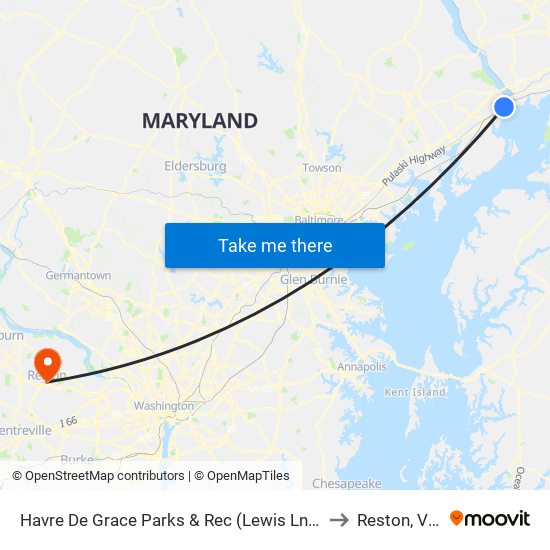 Havre De Grace Parks & Rec (Lewis Ln & Anderson Ave) to Reston, Virginia map