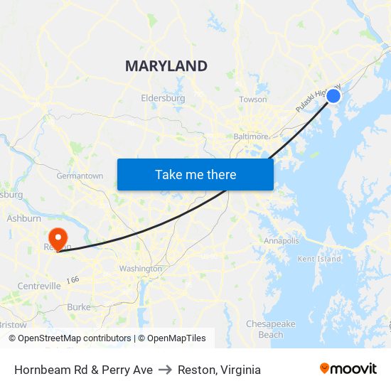 Hornbeam Rd & Perry Ave to Reston, Virginia map