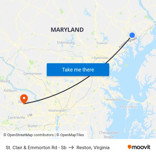 St. Clair & Emmorton Rd - Sb to Reston, Virginia map
