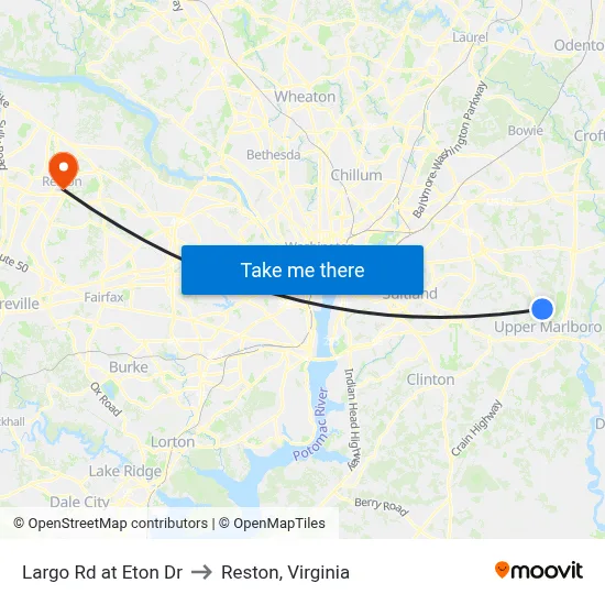 Largo Rd at Eton Dr to Reston, Virginia map