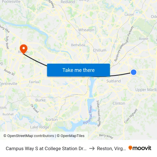 Campus Way S at College Station Dr (Pgcc) to Reston, Virginia map