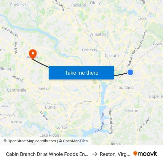 Cabin Branch Dr at Whole Foods Entrance to Reston, Virginia map