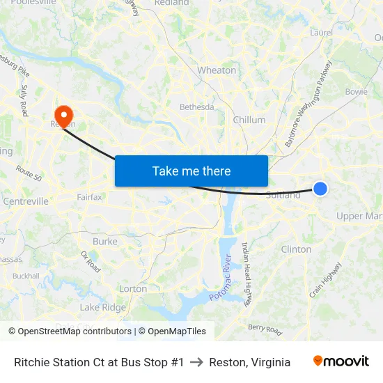 Ritchie Station Ct at Bus Stop #1 to Reston, Virginia map