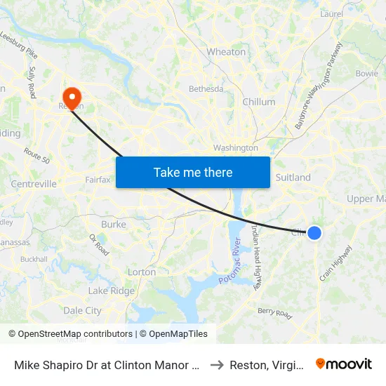 Mike Shapiro Dr at Clinton Manor Ent to Reston, Virginia map