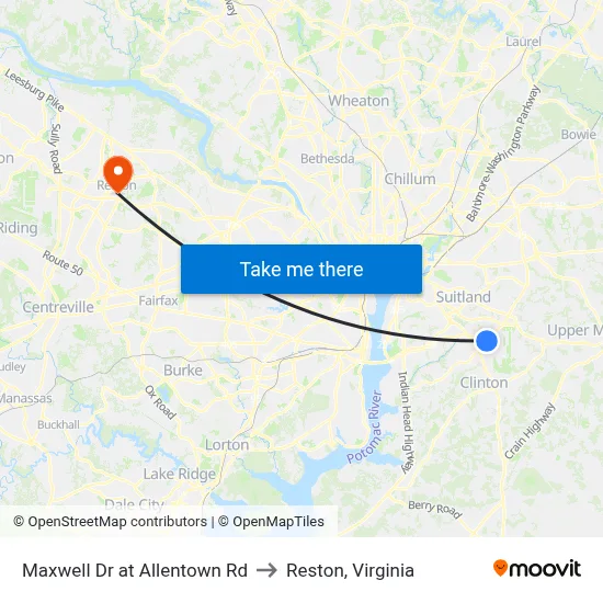 Maxwell Dr at Allentown Rd to Reston, Virginia map