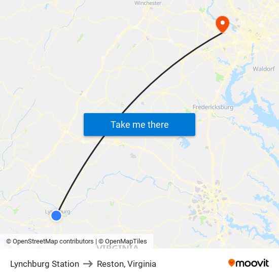 Lynchburg Station to Reston, Virginia map