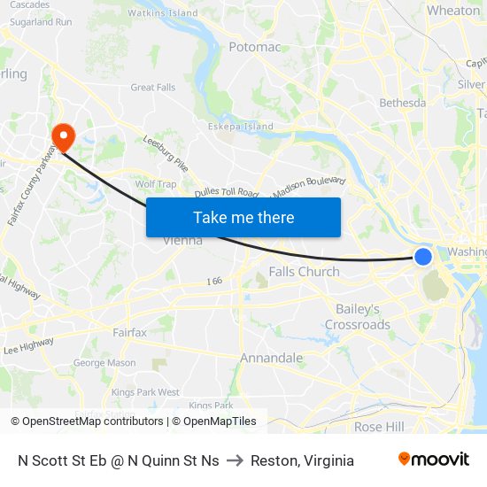 N Scott St Eb @ N Quinn St Ns to Reston, Virginia map