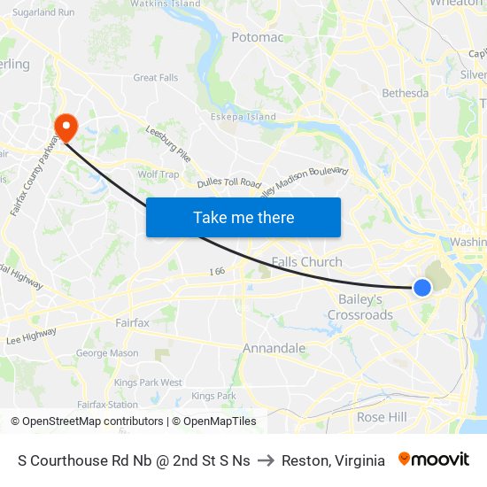 S Courthouse Rd Nb @ 2nd St S Ns to Reston, Virginia map