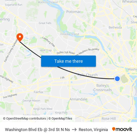 Washington Blvd Eb @ 3rd St N Ns to Reston, Virginia map