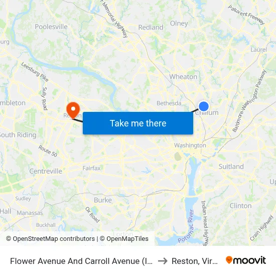 Flower Avenue And Carroll Avenue (Inbound) to Reston, Virginia map