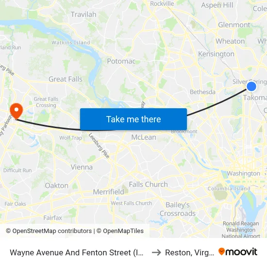 Wayne Avenue And Fenton Street (Inbound) to Reston, Virginia map
