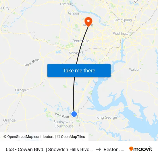 663 - Cowan Blvd. | Snowden Hills Blvd. (Evergreens Apts.) to Reston, Virginia map