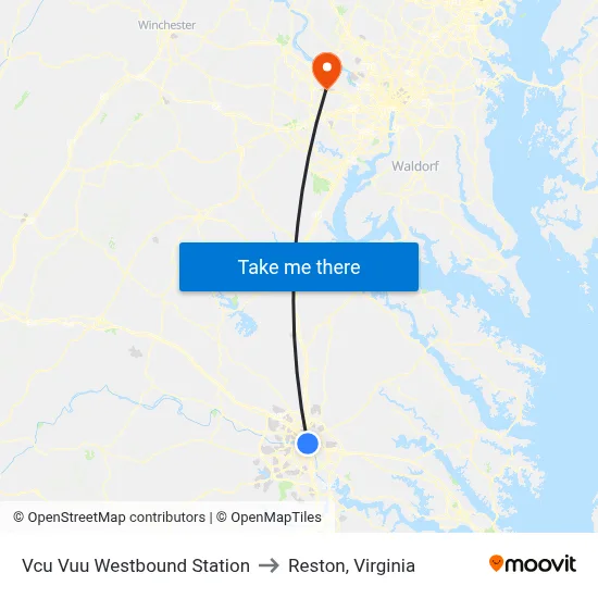 Vcu Vuu Westbound Station to Reston, Virginia map