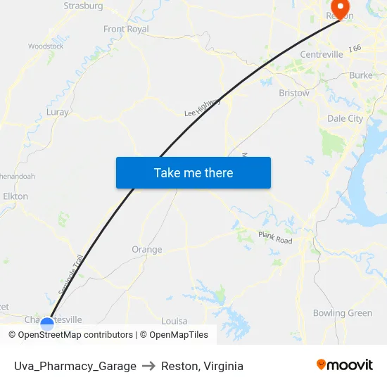 Uva_Pharmacy_Garage to Reston, Virginia map