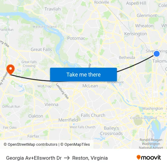 Georgia Av+Ellsworth Dr to Reston, Virginia map