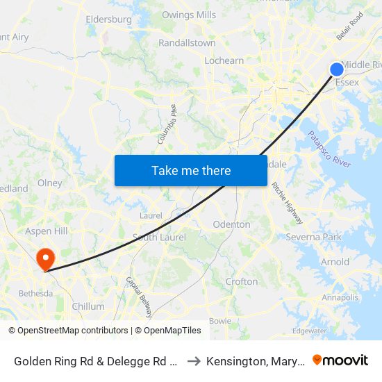 Golden Ring Rd & Delegge Rd FS Wb to Kensington, Maryland map