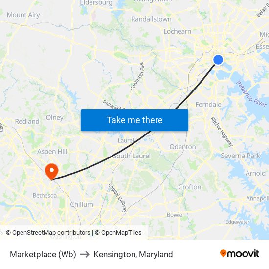 Marketplace (Wb) to Kensington, Maryland map