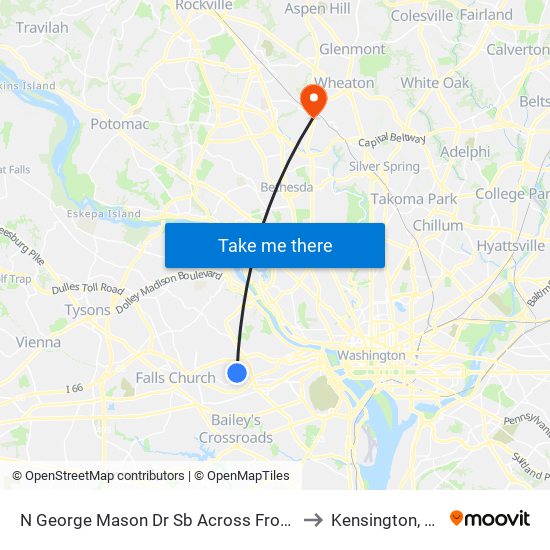 N George Mason Dr Sb Across From Virginia Hospital to Kensington, Maryland map