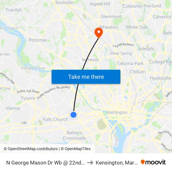 N George Mason Dr Wb @ 22nd St N Ns to Kensington, Maryland map