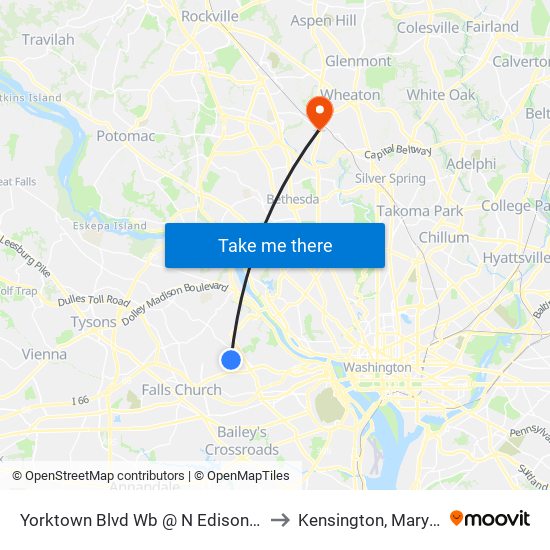 Yorktown Blvd Wb @ N Edison St Ns to Kensington, Maryland map