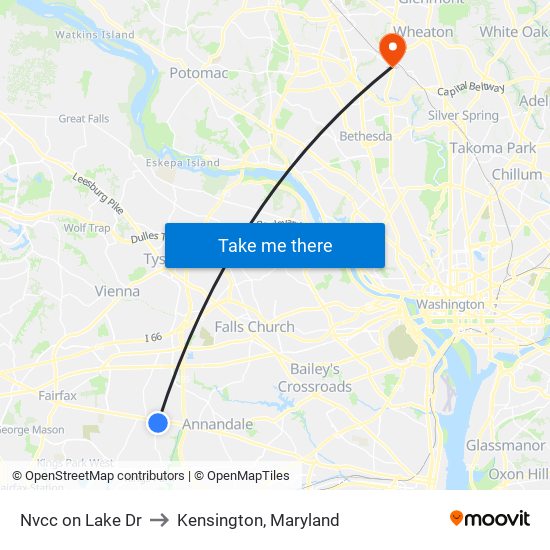 Nvcc on Lake Dr to Kensington, Maryland map